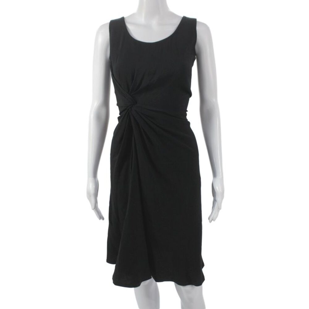 Christian Dior Women Sheath Tank Dress Black Round Neck Knee Length Size 4